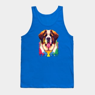 St. Saint Bernard Dog Colorful Painting Art Tank Top